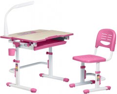 Комплект FunDesk Парта и стул-трансформеры Lavoro Pink + Настольная светодиодная лампа