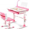 Комплект мебели Evo-kids Evo-19 (стул+стол+полка+лампа) Белый-розовый (Evo-19 PN)