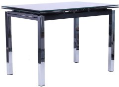 Стол обеденный раскладной AMF Глория Хром/стекло черный с узором (258119)