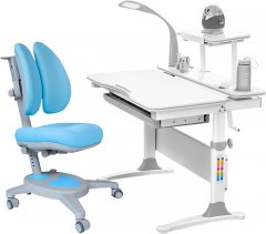 Комплект Evo-kids Evo-30 G + Y-115 KBL стол + лампа + кресло Onyx Белый/Голубой
