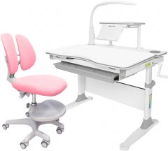 Комплект Evo-kids Evo-30 G + Y-408 KP стол + лампа + кресло Mio-2 Белый/Розовый