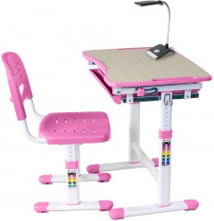 Комплект FunDesk Парта и стул-трансформеры Piccolino Pink + Настольная светодиодная лампа