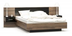 Кровать двуспальная с тумбочками Мебель-Сервис Фиеста 160 (без ламелей) Дуб април + Черный