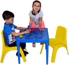 Комплект детской мебели Active Baby стол Алфавит EN Синий + стул Желтый 2 шт (18-300) (2000490538920)
